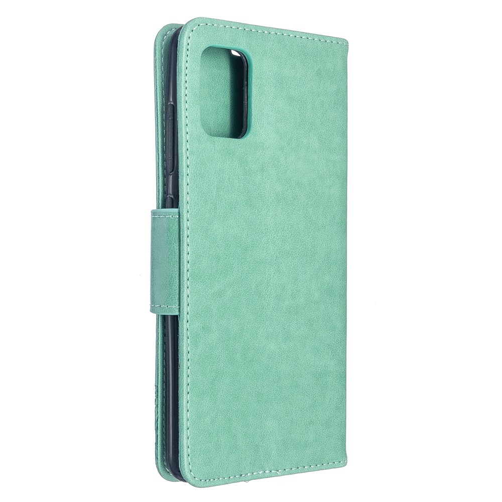 Imprint Butterfly Wallet Leather Stand Case for Samsung Galaxy A51 - Green-3