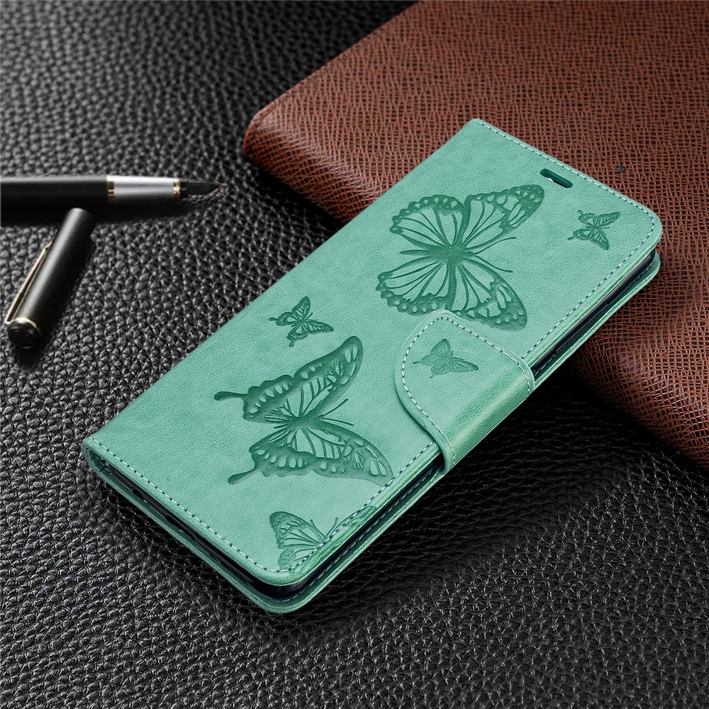Imprint Butterfly Wallet Leather Stand Case for Samsung Galaxy A51 - Green-7