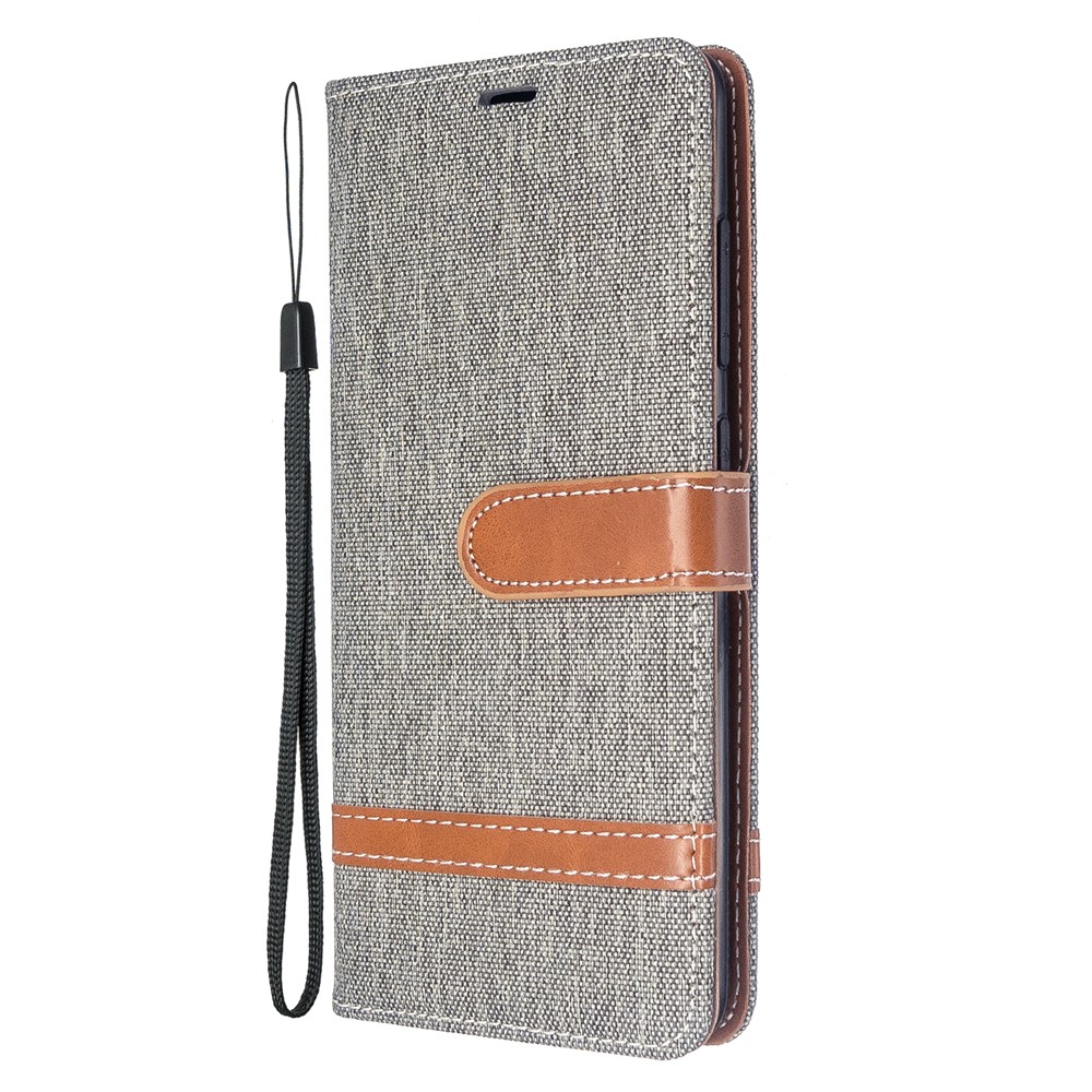 Assorted Color Jeans Cloth Leather Wallet Case for Samsung Galaxy A51 - Grey-2