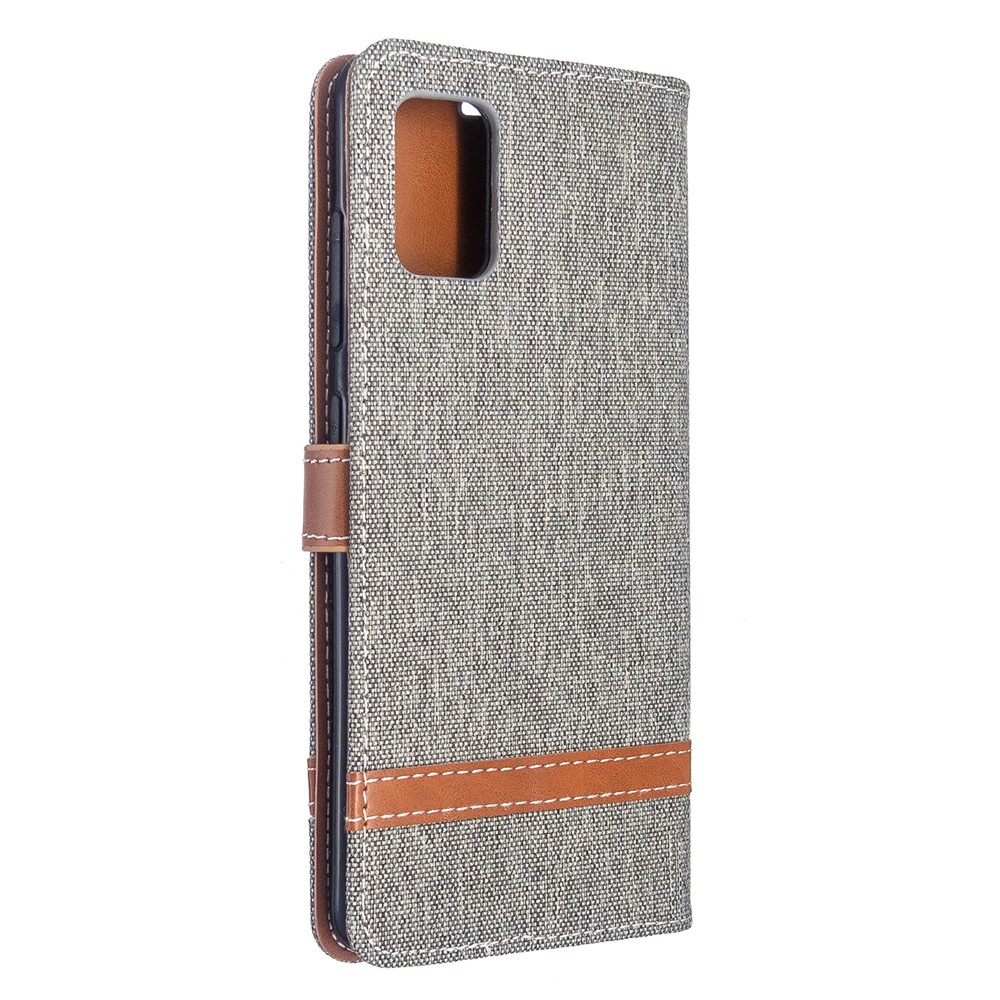 Assorted Color Jeans Cloth Leather Wallet Case for Samsung Galaxy A51 - Grey-3