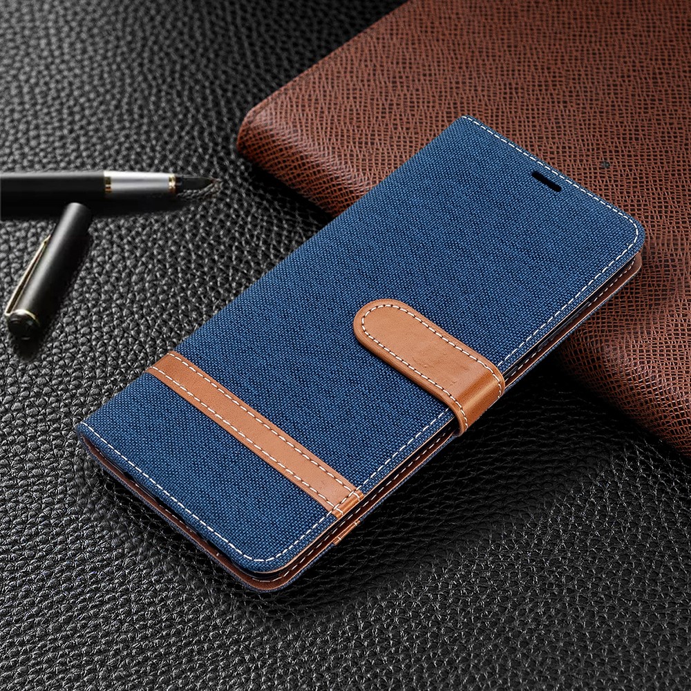 Assorted Color Jeans Cloth Leather Wallet Case for Samsung Galaxy A51 - Dark Blue-7