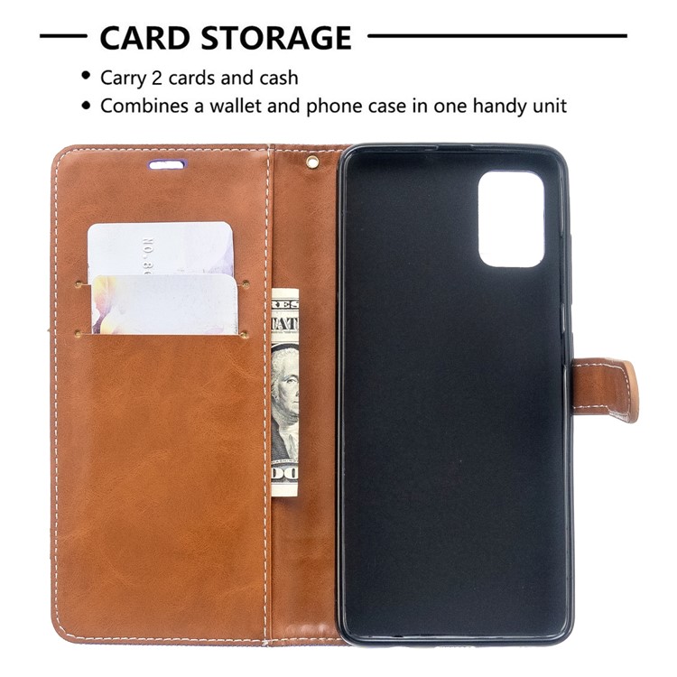 Assorted Color Jeans Cloth Leather Wallet Case for Samsung Galaxy A51 - Purple-6
