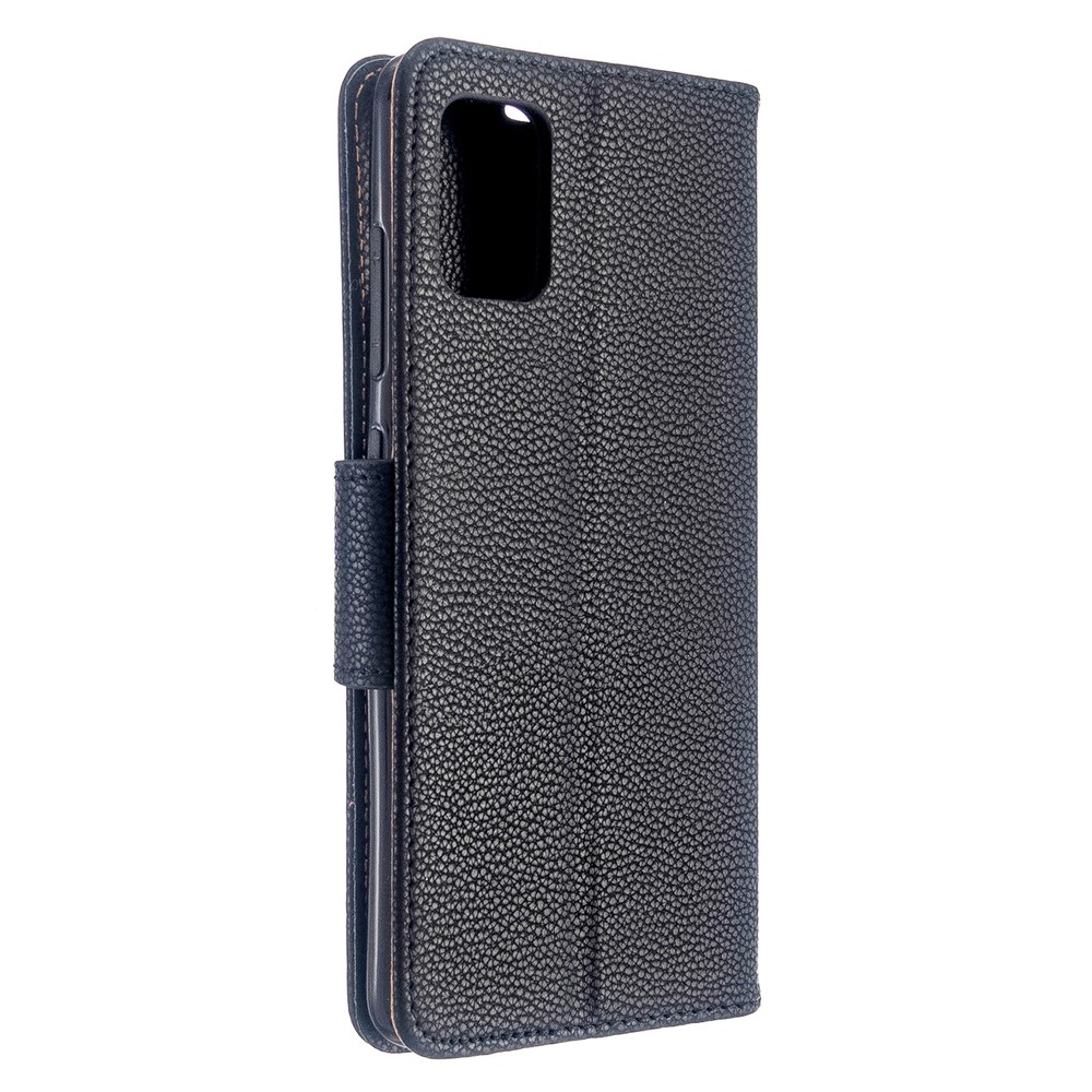 Litchi Skin Leather Cartet Case Para Samsung Galaxy A51 - Preto-3