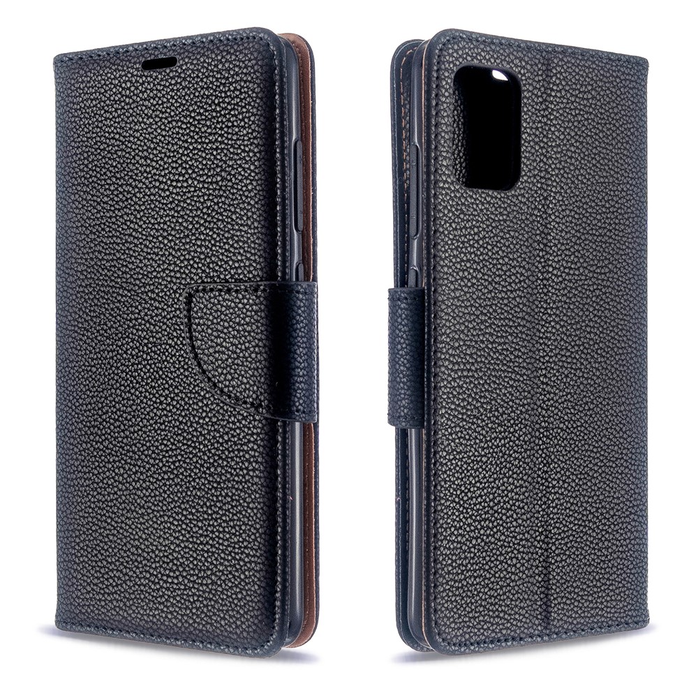 Litchi Skin Leather Cartet Case Para Samsung Galaxy A51 - Preto-4