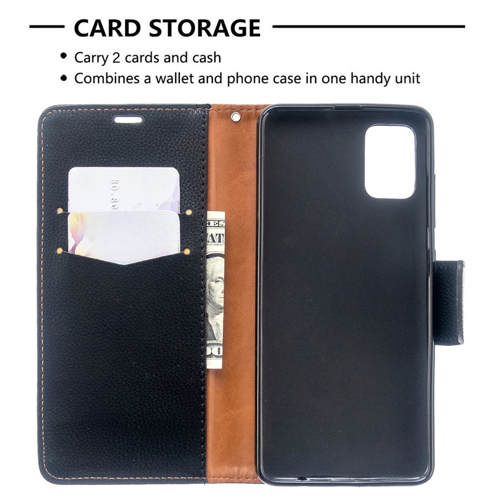 Litchi Skin Leather Wallet Case for Samsung Galaxy A51 - Black-6