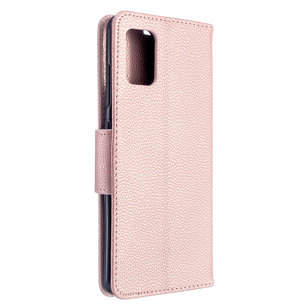 Litchi Skin Leather Wallet Case for Samsung Galaxy A51 - Rose Gold-3