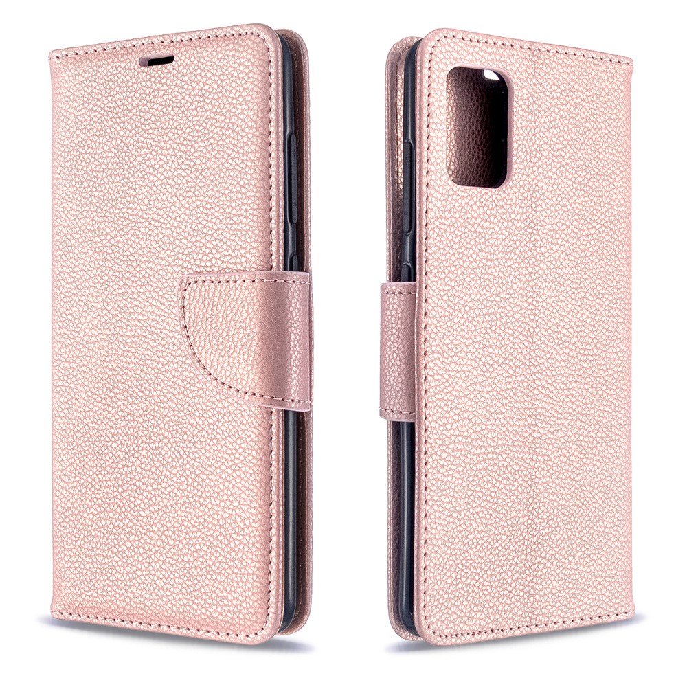 Litchi Skin Leather Wallet Case for Samsung Galaxy A51 - Rose Gold-4