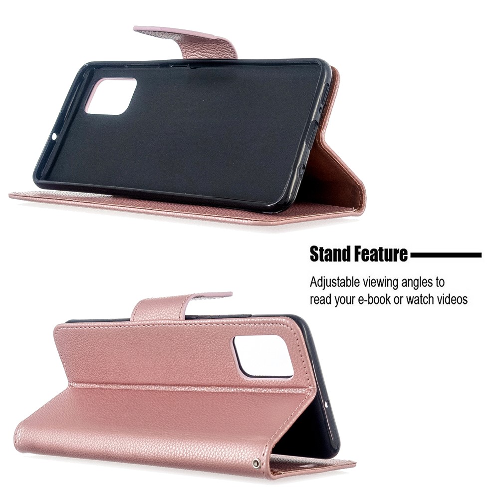 Litchi Skin Leather Wallet Case for Samsung Galaxy A51 - Rose Gold-5