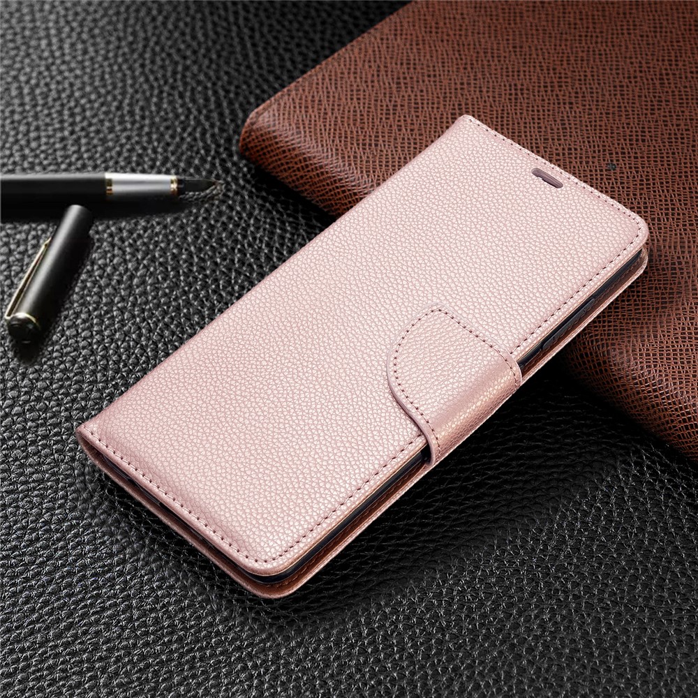 Litchi Skin Leather Wallet Case for Samsung Galaxy A51 - Rose Gold-7