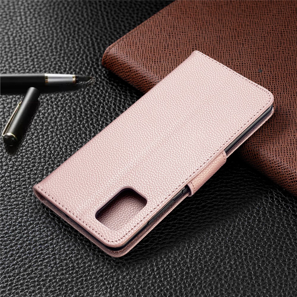 Litchi Skin Leather Wallet Case for Samsung Galaxy A51 - Rose Gold-8
