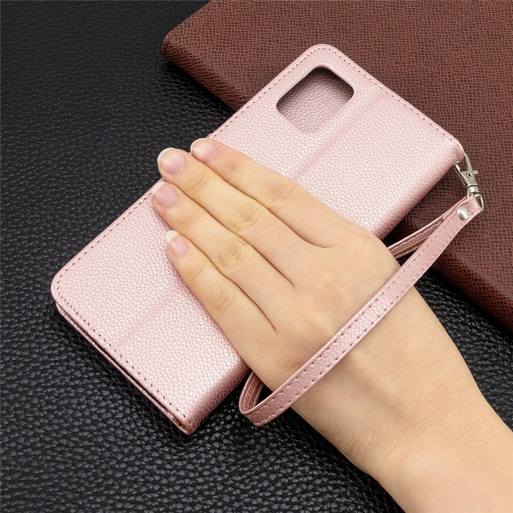 Litchi Skin Leather Wallet Case for Samsung Galaxy A51 - Rose Gold-9