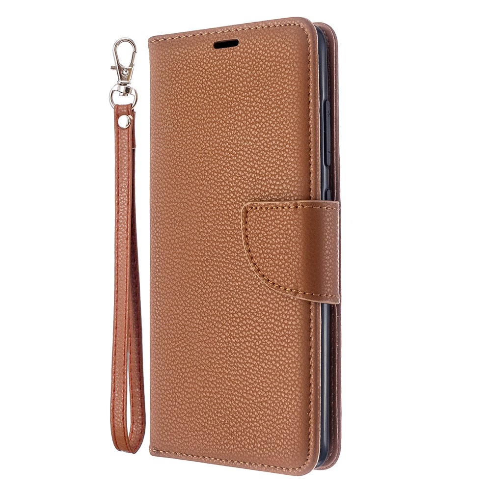 Litchi Skin Leather Wallet Case for Samsung Galaxy A51 - Brown-2