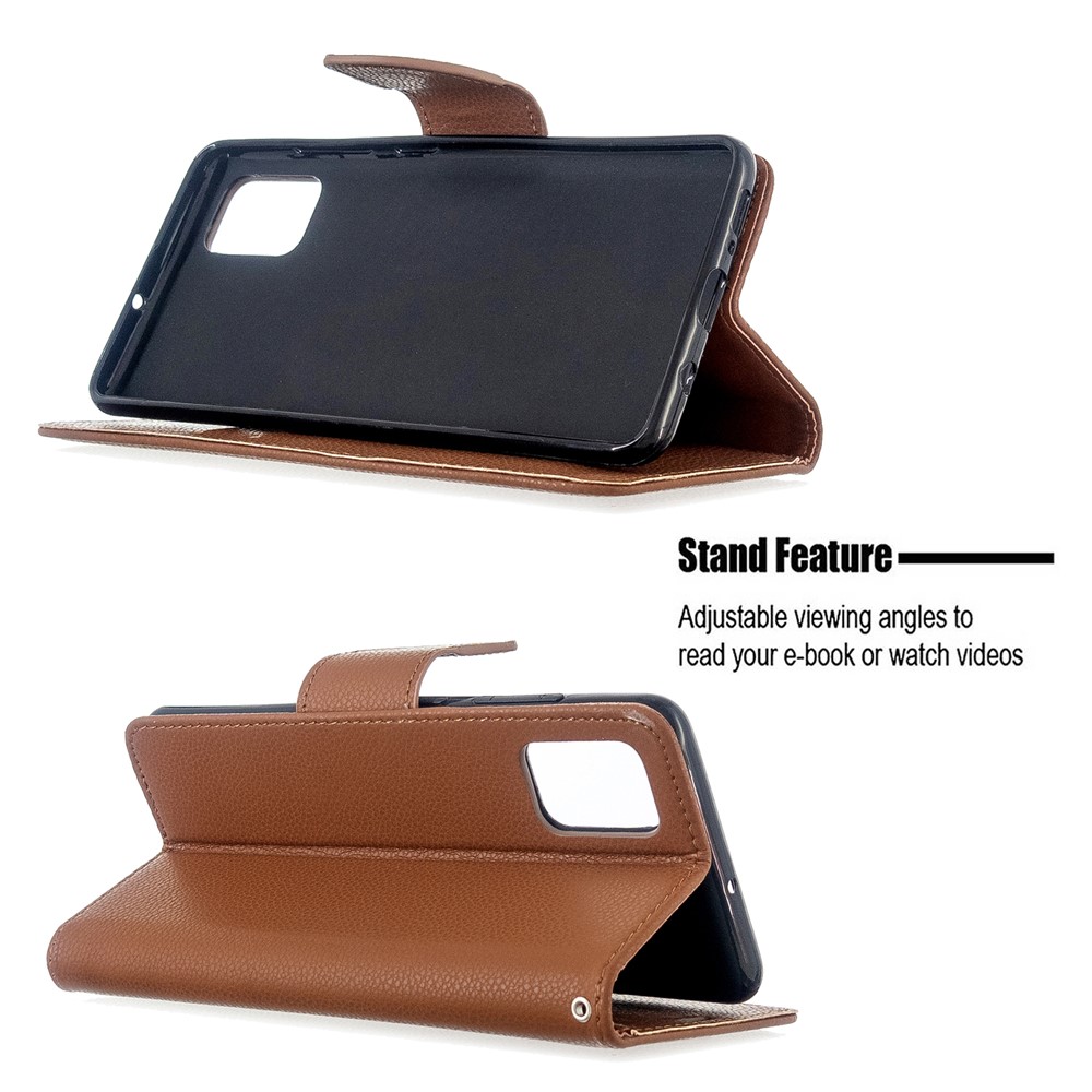 Litchi Skin Leather Wallet Case for Samsung Galaxy A51 - Brown-5