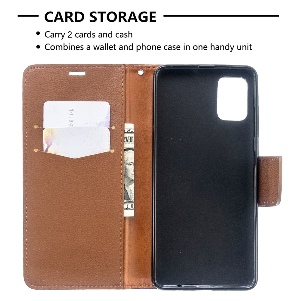 Litchi Skin Leather Wallet Case for Samsung Galaxy A51 - Brown-6