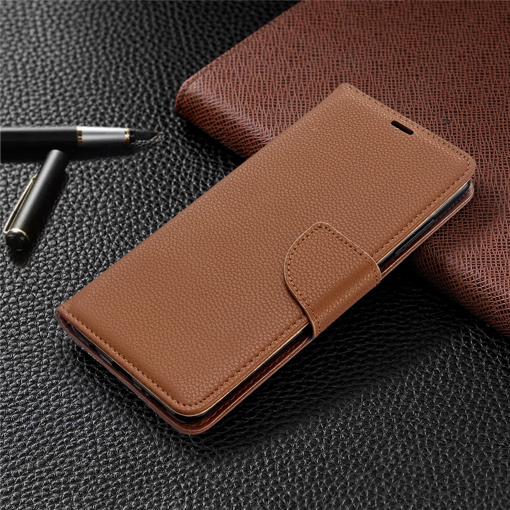 Litchi Skin Leather Wallet Case for Samsung Galaxy A51 - Brown-7