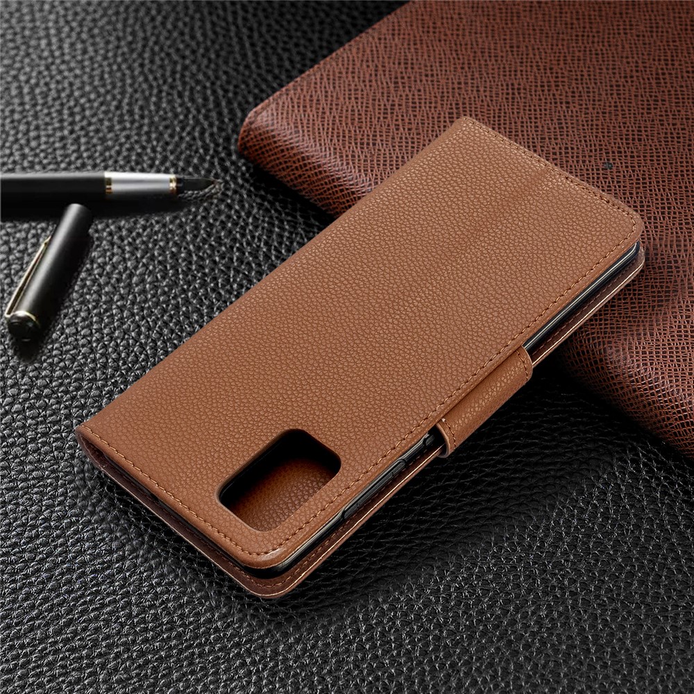 Litchi Skin Leather Wallet Case for Samsung Galaxy A51 - Brown-8