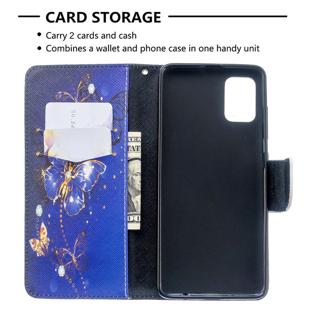Padrão De Impressão Carteira De Couro Caso Da Tampa Da Aleta Para Samsung Galaxy A51 - Linda Borboleta-6
