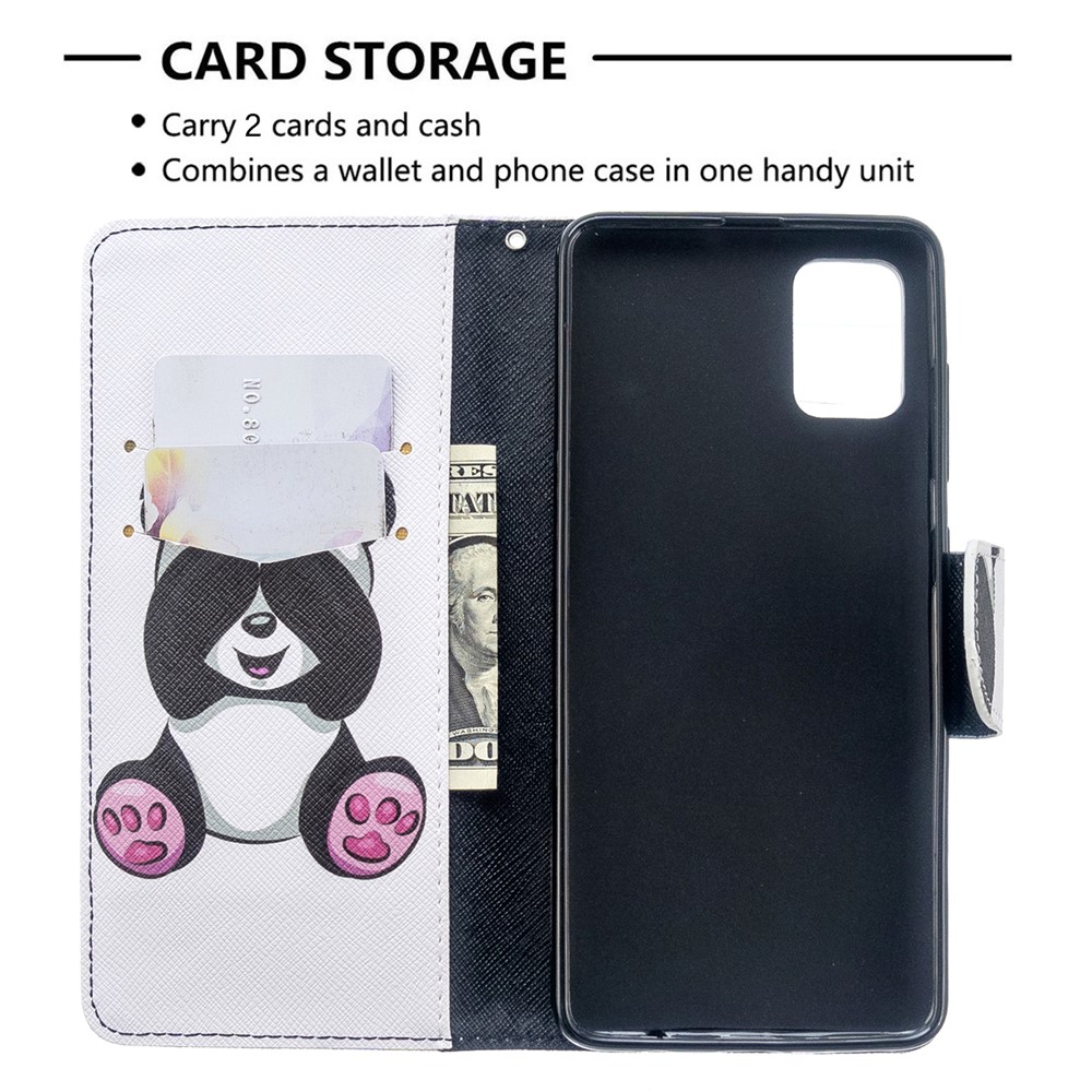 Pattern Printing Wallet Leather Flip Cover Case for Samsung Galaxy A51 - Cute Panda-6