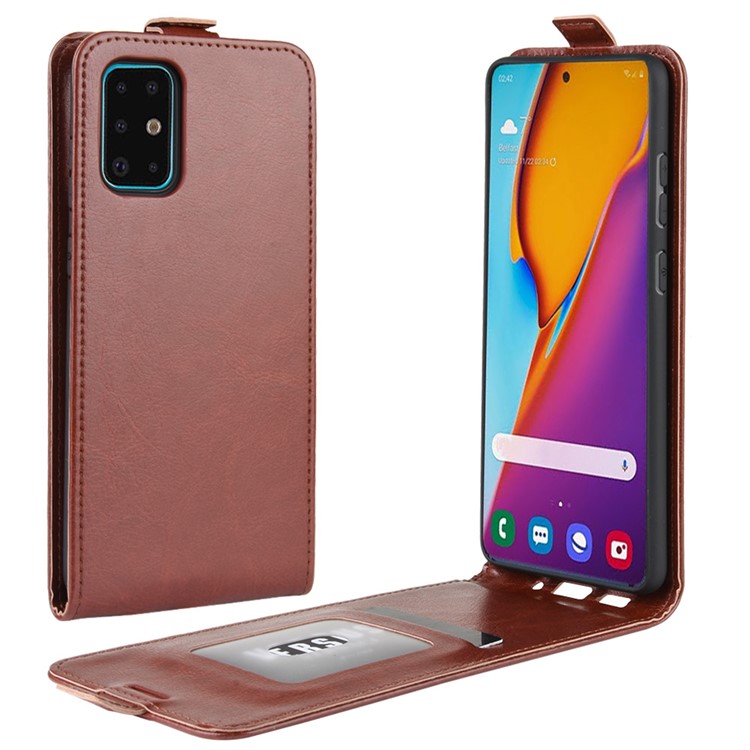 Crazy Horse Surface Vertical Flip Leather Shell for Samsung Galaxy S20 Plus - Brown-1
