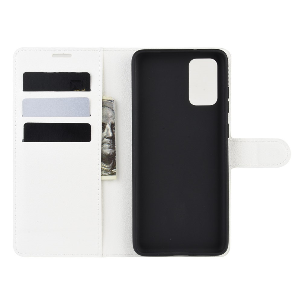 Litchi Surface Wallet Leather Stand Case for Samsung Galaxy S20 4G/S20 5G Cell Phone Case Shell - White-3