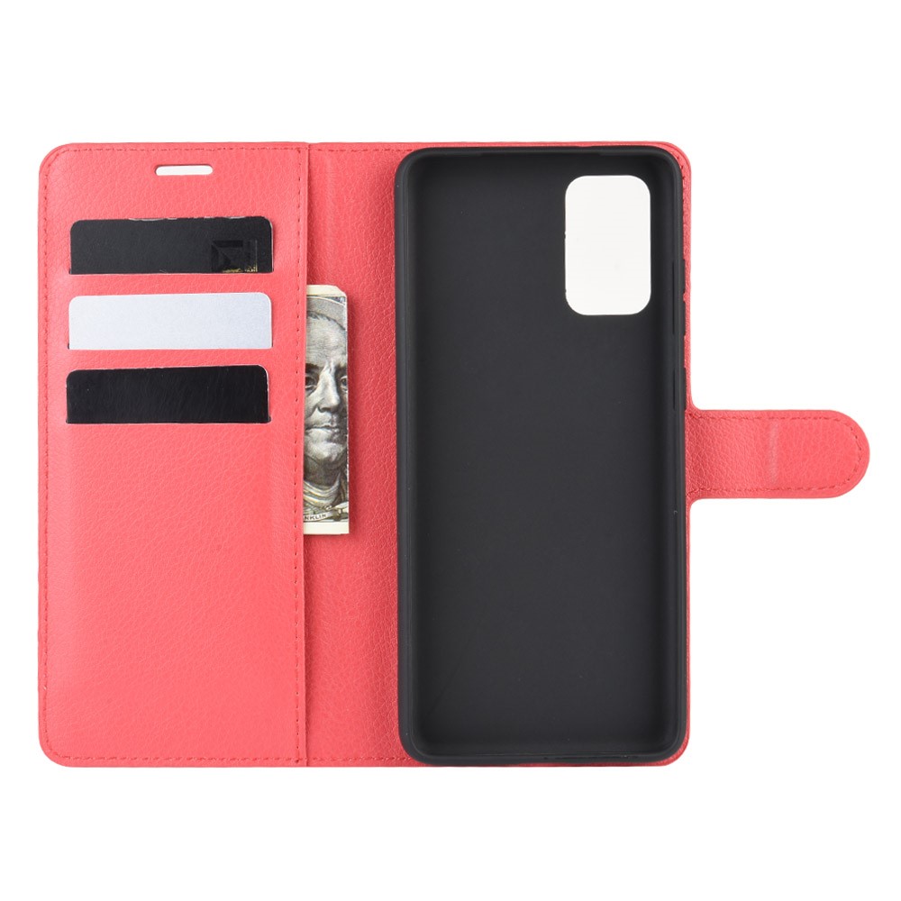 Litchi Surface Wallet Leather Stand Case for Samsung Galaxy S20 - Red-3