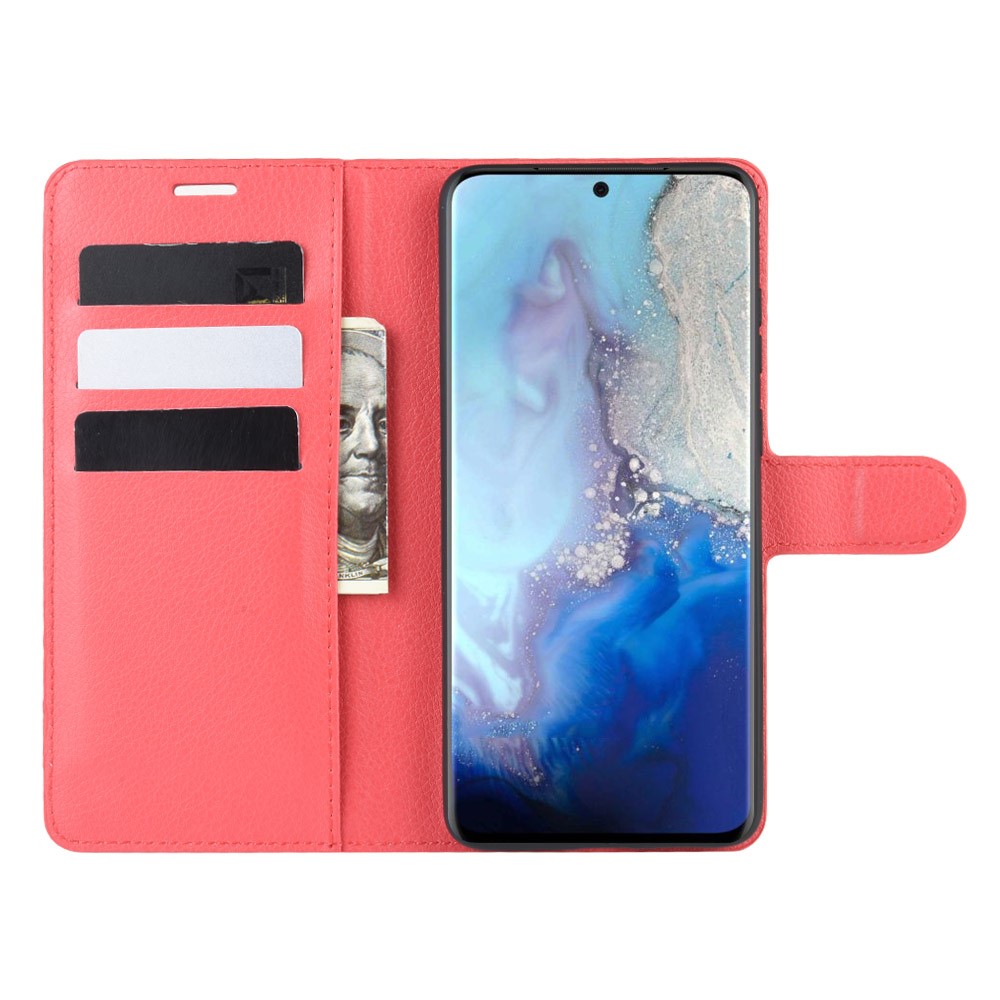 Litchi Surface Wallet Leather Stand Case for Samsung Galaxy S20 - Red-4