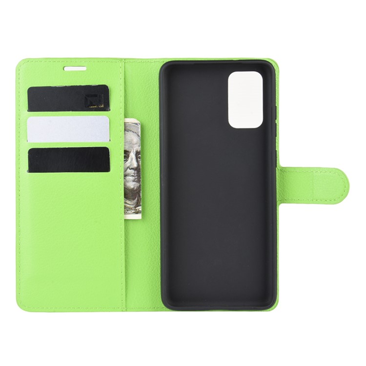 Litchi Surface Wallet Leather Stand Case for Samsung Galaxy S20 - Green-3
