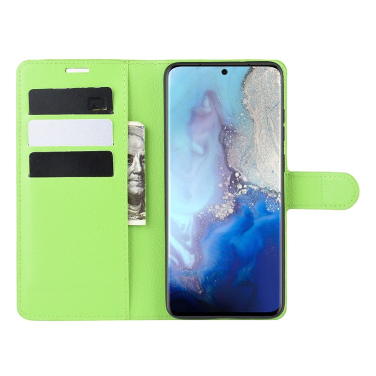 Litchi Surface Wallet Leather Stand Case for Samsung Galaxy S20 - Green-4