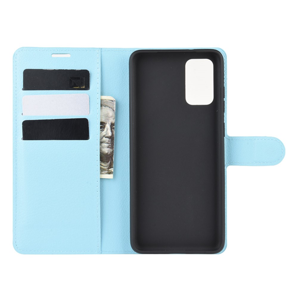 Litchi Surface Wallet Leather Stand Case for Samsung Galaxy S20 - Blue-3