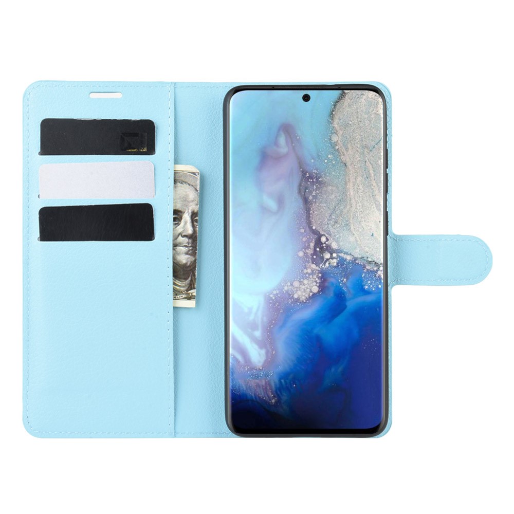 Litchi Surface Wallet Leather Stand Case for Samsung Galaxy S20 - Blue-4