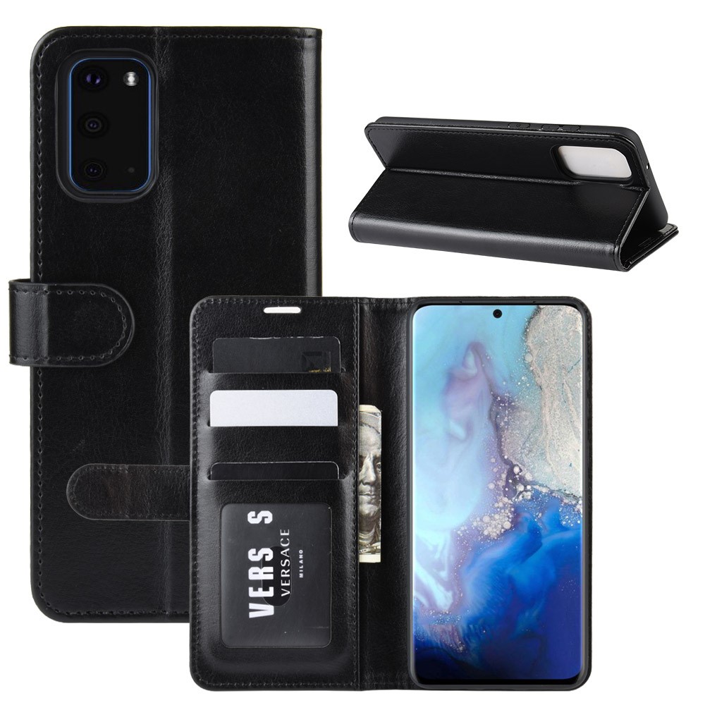 Fou Support De Porte-monnaie En Cuir De Cheval Téléphone Cas Pour Samsung Galaxy S11e - Noir-8
