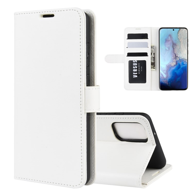 Crazy Horse Leather Wallet Stand Phone Case for Samsung Galaxy S20 - White-1