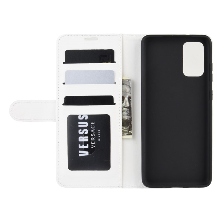 Crazy Horse Leather Willet Stand Case de Teléfono Para Samsung Galaxy S20 4G/S20 5G - Blanco