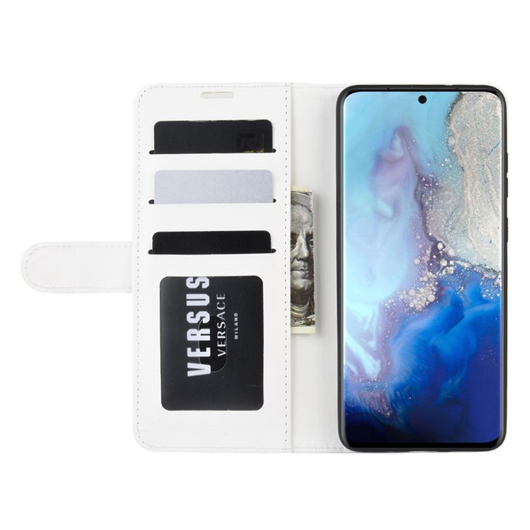 Crazy Horse Leather Willet Stand Case de Teléfono Para Samsung Galaxy S20 4G/S20 5G - Blanco