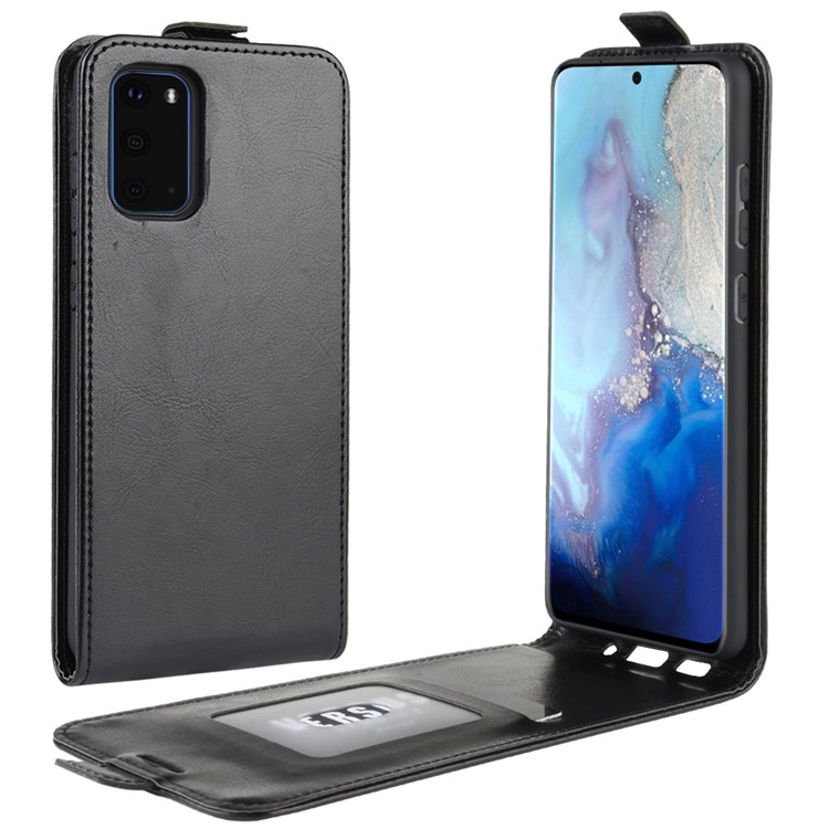 Leather Flip Mobile Phone Casing for Samsung Galaxy S20 - Black-1