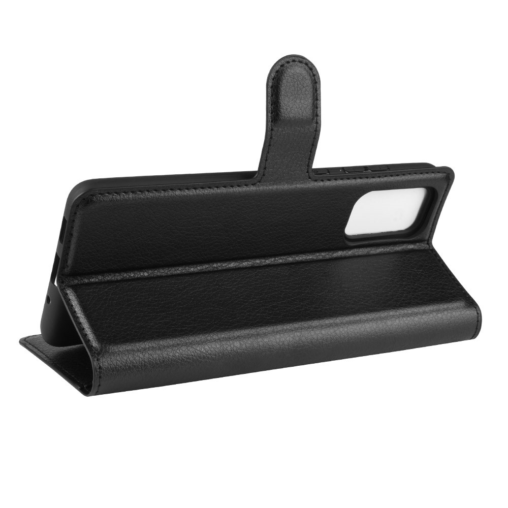 Couro Pele Caso Estande Carteira Lichia Para Samsung Galaxy S11 - Preto-5