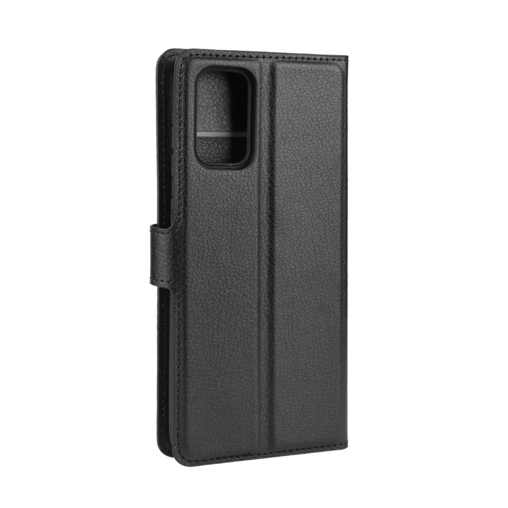 Couro Pele Caso Estande Carteira Lichia Para Samsung Galaxy S11 - Preto-6