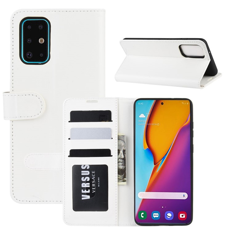 Crazy Horse Skin Leather Phone Cover for Samsung Galaxy S20 Plus - White-1