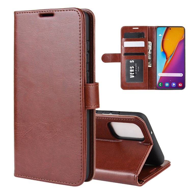 Crazy Horse Skin Leather Phone Cover for Samsung Galaxy S20 Plus - Brown-2