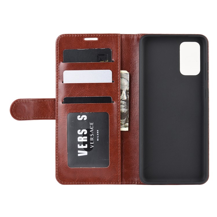 Crazy Horse Skin Leather Phone Cover for Samsung Galaxy S20 Plus - Brown-5