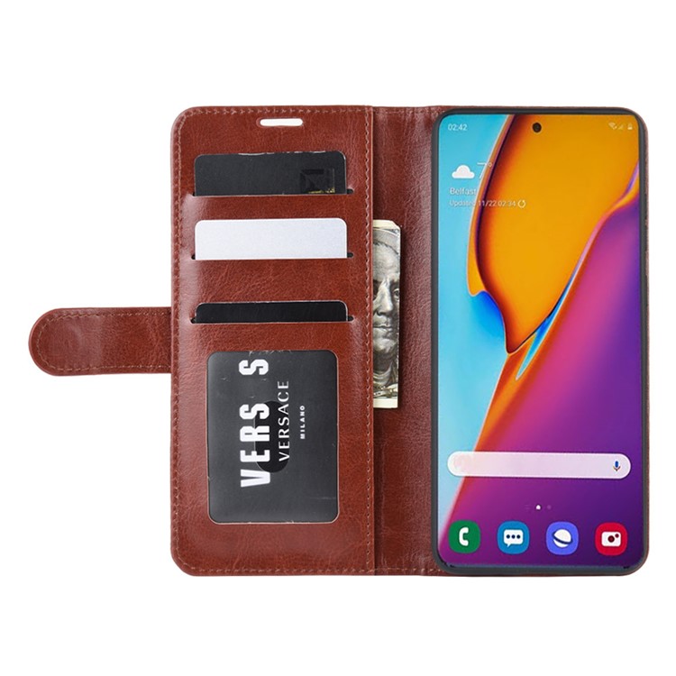 Crazy Horse Skin Leather Phone Cover for Samsung Galaxy S20 Plus - Brown-6