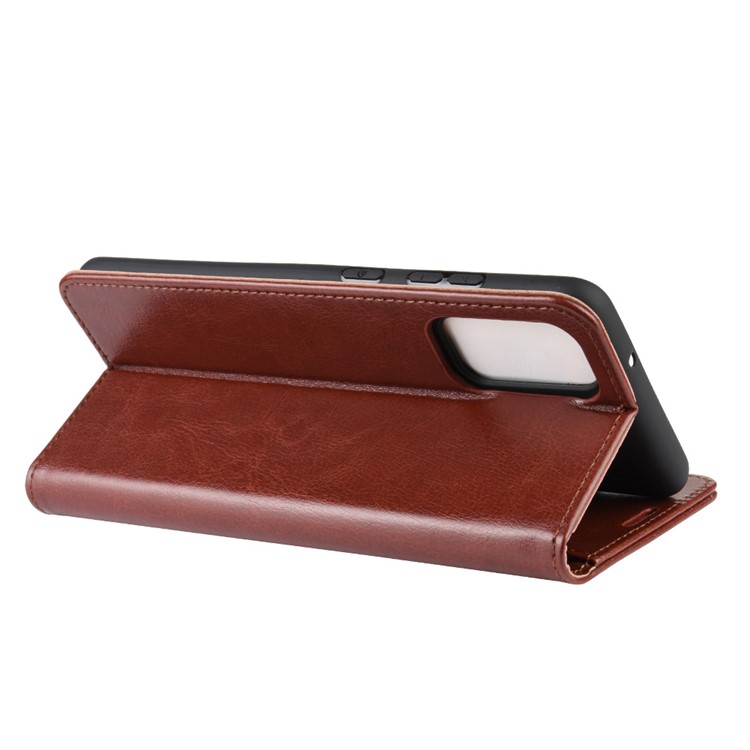 Crazy Horse Skin Leather Phone Cover for Samsung Galaxy S20 Plus - Brown-7