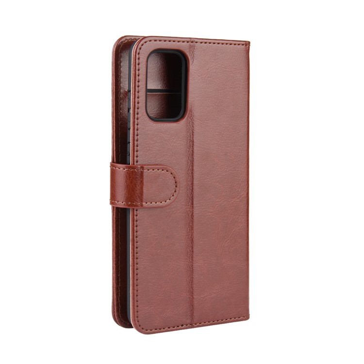 Crazy Horse Skin Leather Phone Cover for Samsung Galaxy S20 Plus - Brown-8