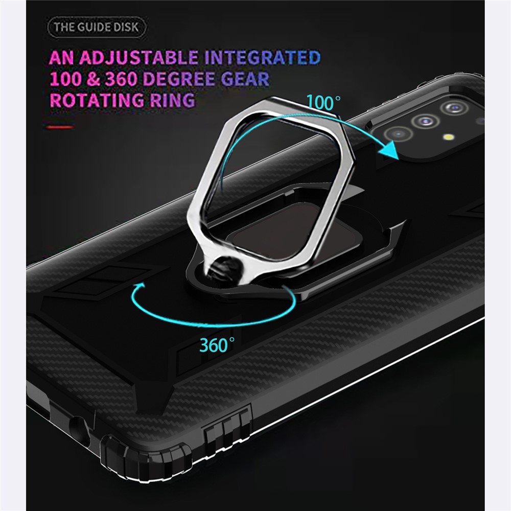 Finger Ring Kickstand Shockproof TPU Cell Phone Cover for Samsung Galaxy A51 - Black-7