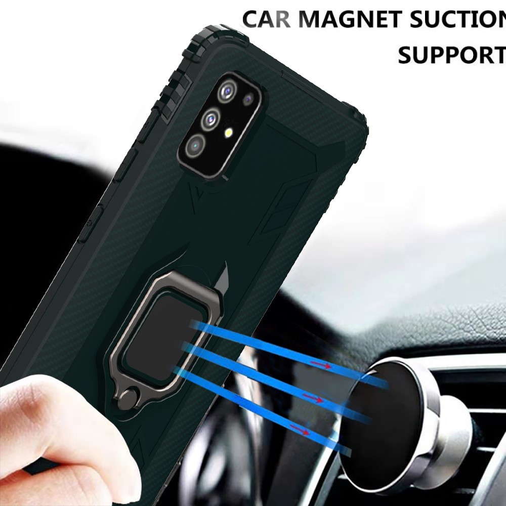 Finger Ring Kickstand Shockproof TPU Cell Phone Cover for Samsung Galaxy A51 - Green-5