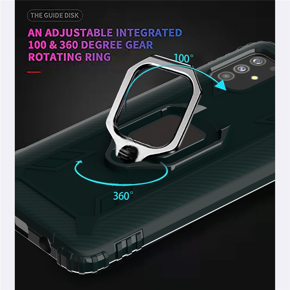 Finger Ring Kickstand Shockproof TPU Cell Phone Cover for Samsung Galaxy A51 - Green-7