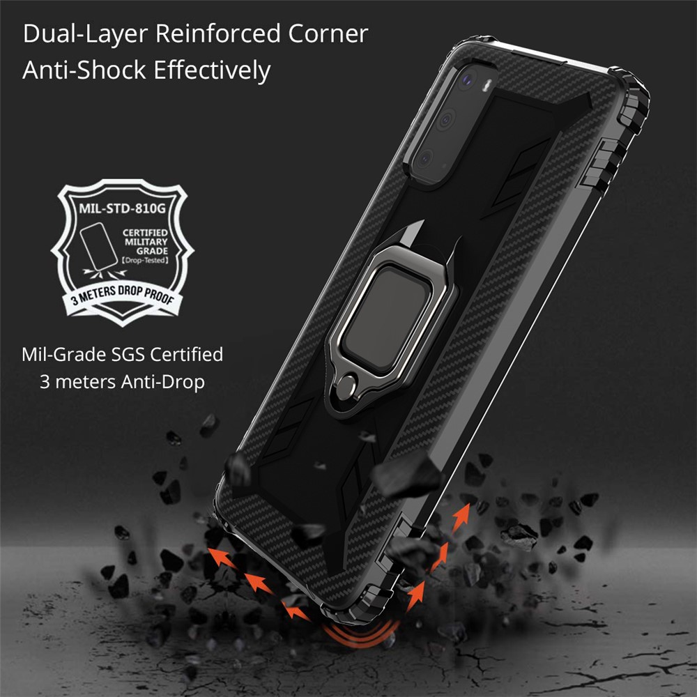 Finger Ring Kickstand Built-in Magnetic Metal Sheet TPU Case for Samsung Galaxy S20 - Black-3
