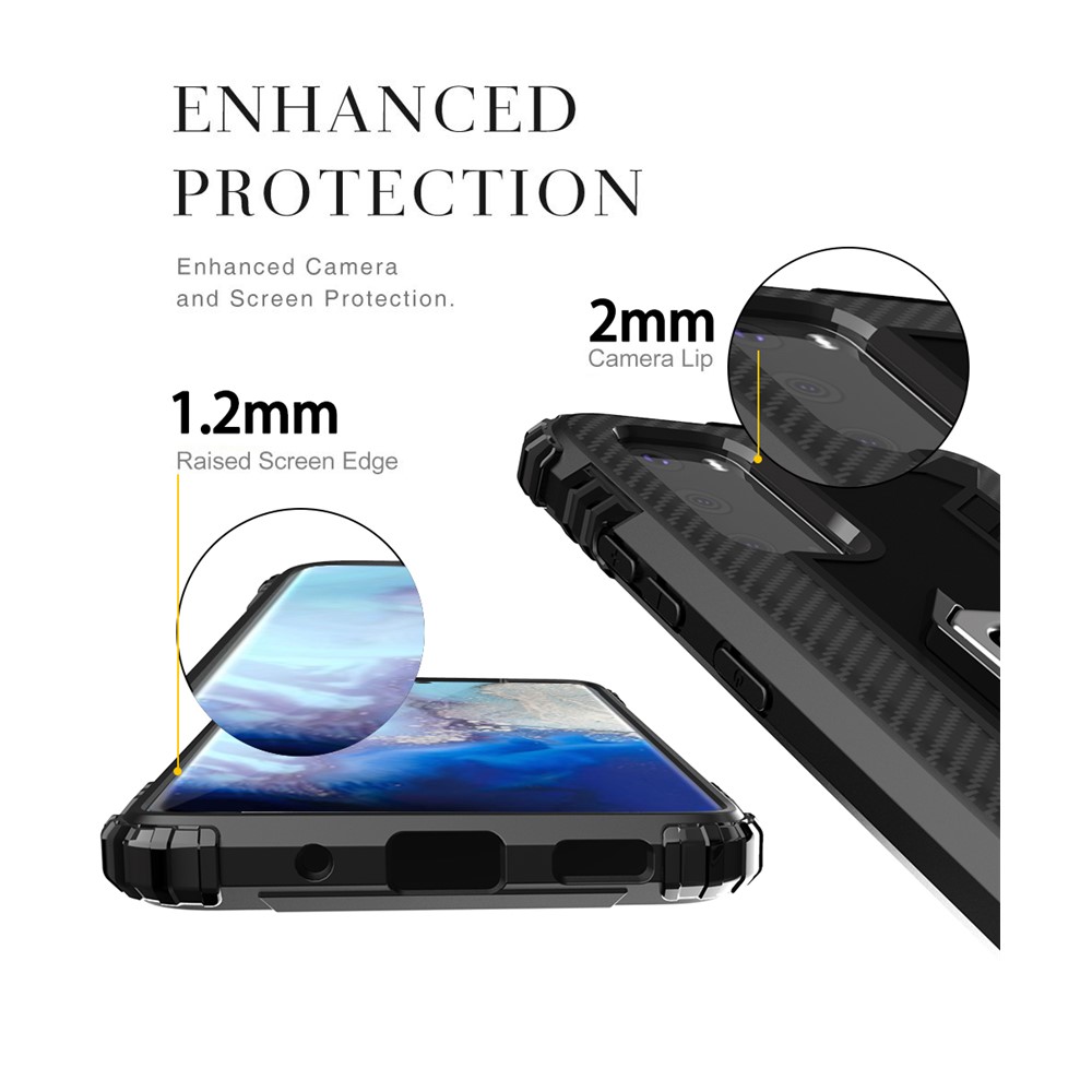Finger Ring Kickstand Built-in Magnetic Metal Sheet TPU Case for Samsung Galaxy S20 - Black-4