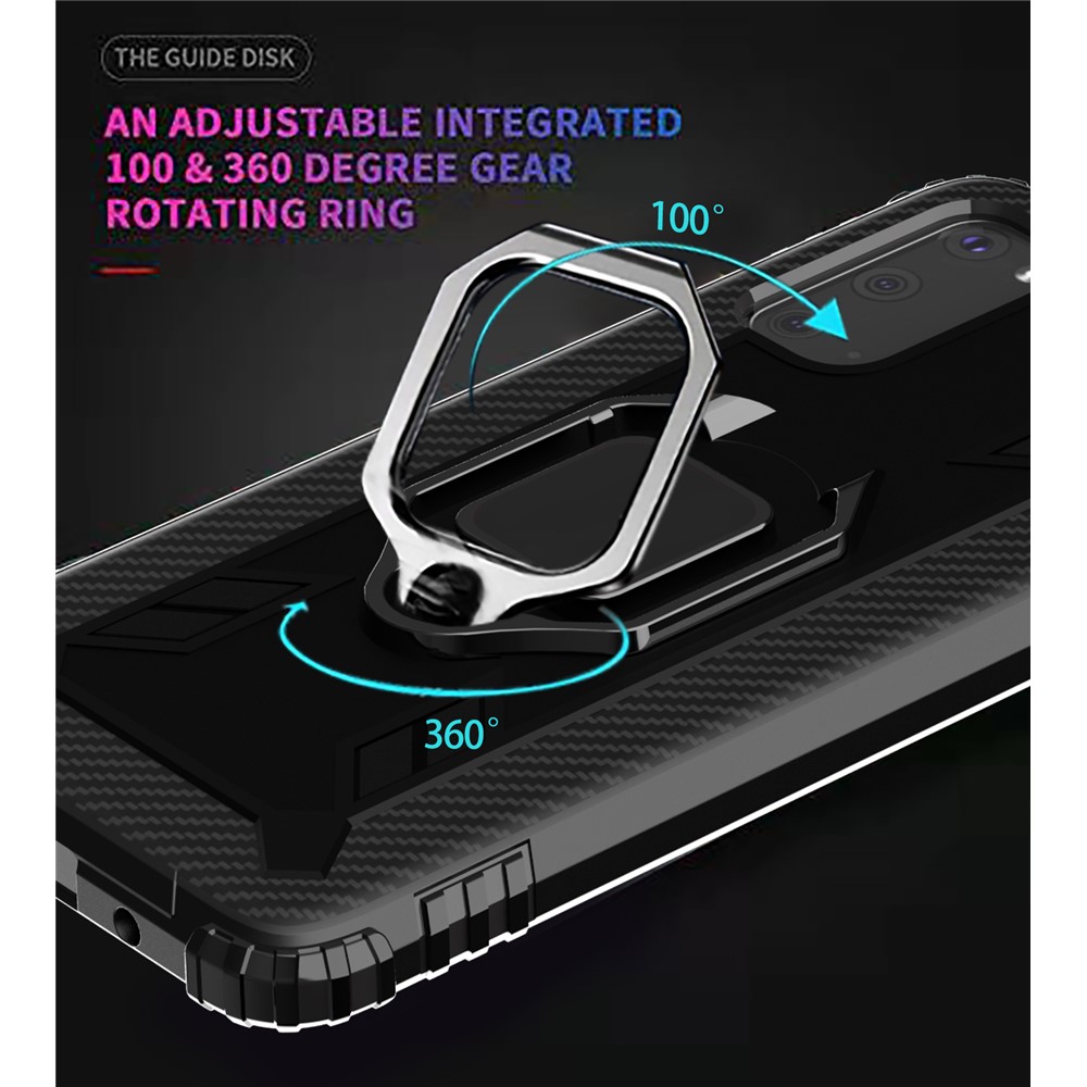 Finger Ring Kickstand Built-in Magnetic Metal Sheet TPU Case for Samsung Galaxy S20 - Black-7