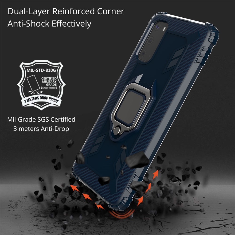 Finger Ring Kickstand Built-in Magnetic Metal Sheet TPU Case for Samsung Galaxy S20 - Blue-3